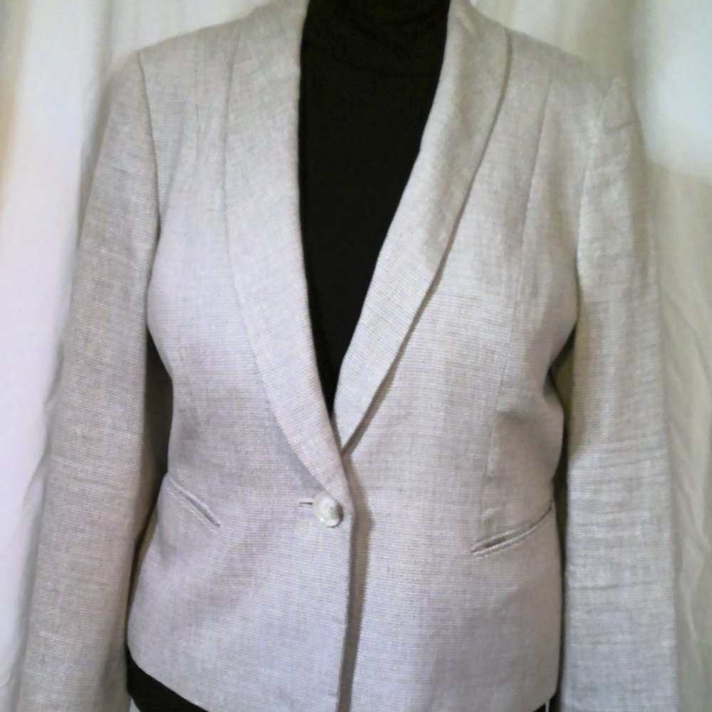 Jones Studio Metallic Thread Tweed Single Blazer 16